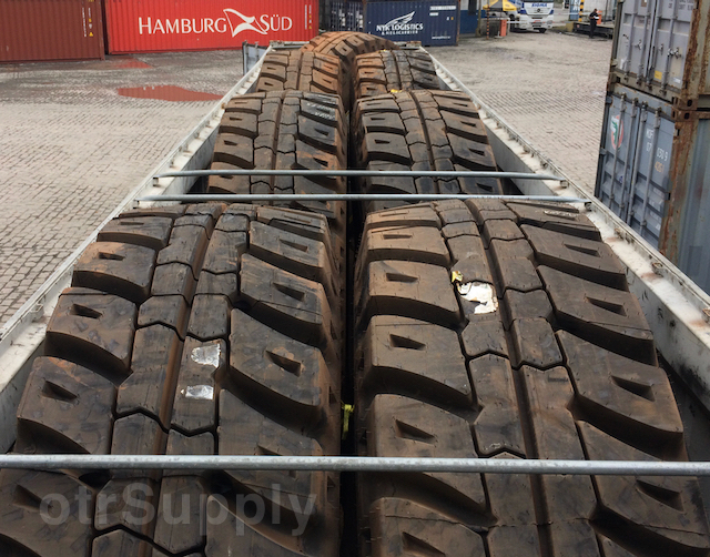 otrSupply - michelin 33.00r51 xdr2 dumper otr tires loaded inside a 40 feet open-top container at the port